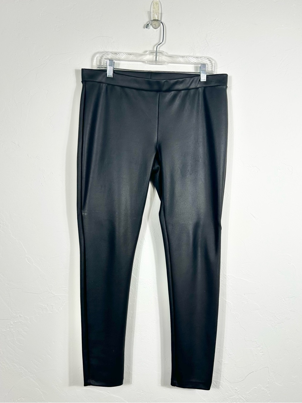 Express Black Faux Leather Leggings High Waisted Pull On Skinny Pants Size L